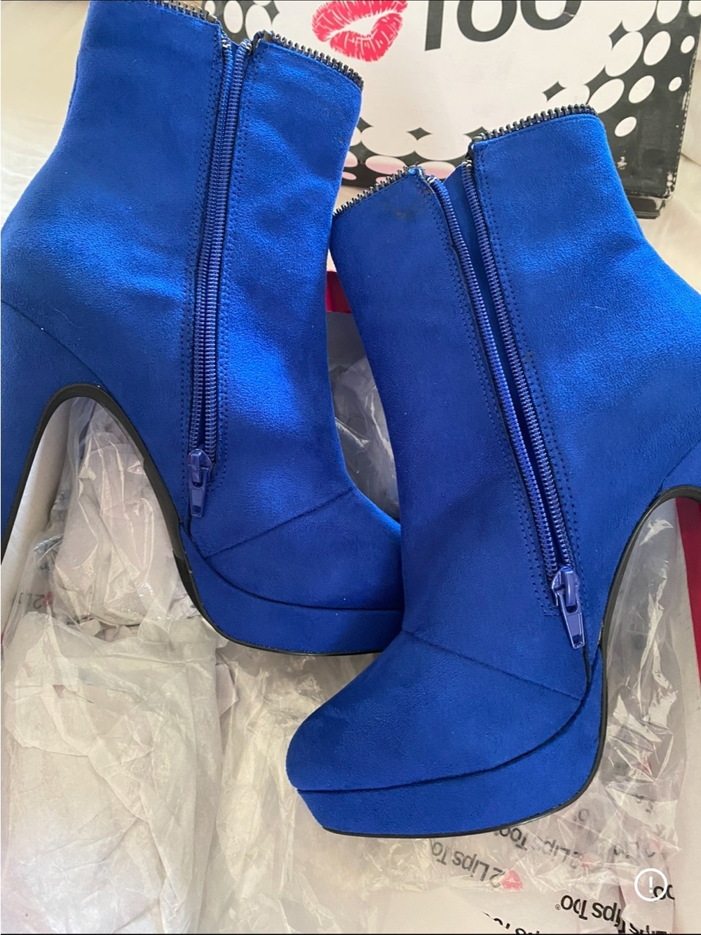 Royal Blue Platform Ankle Boots - Women
